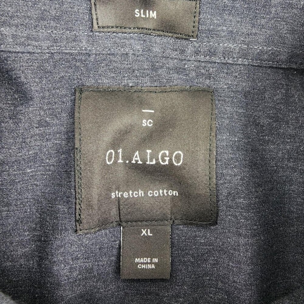 01.Algo Shirt Mens Xl Charcoal Navy/Gray Casual D… - image 3
